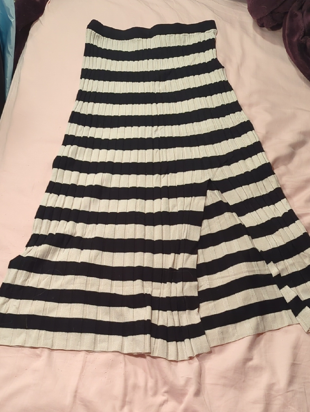 Striped A-Line Knit Skirt